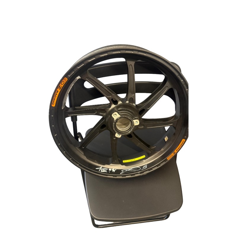 Official LCR Honda MotoGP Front Wheel Signed by Riders Johann Zarco and Somkiat Chantra