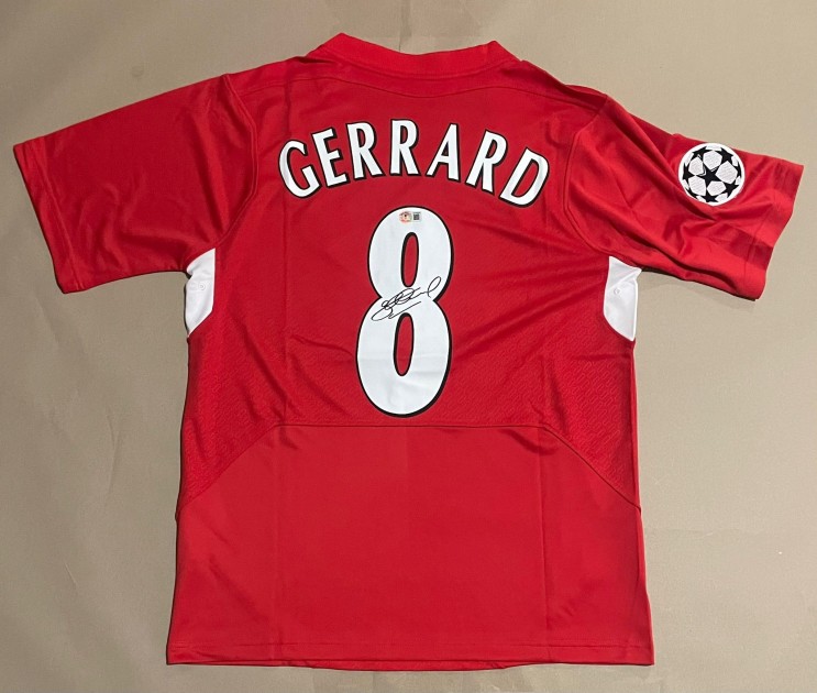 Replica maglia firmata da Steven Gerrard per il Liverpool 2005