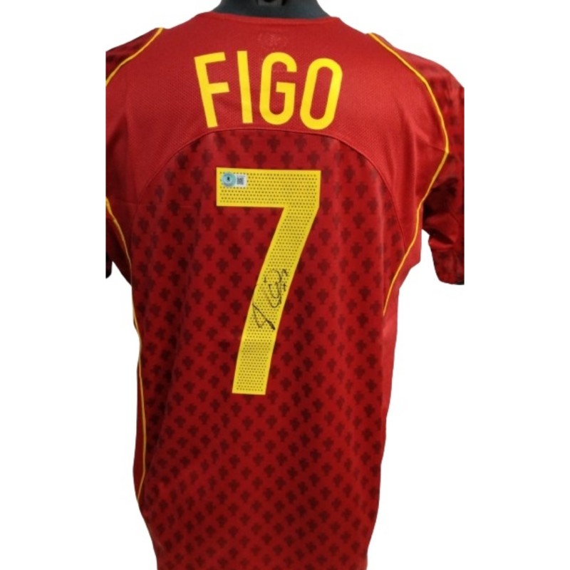 Figo Replica Signed Shirt, Portugal vs Greece 2004