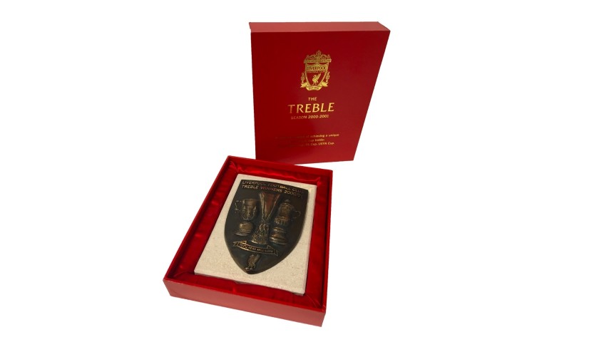 Liverpool FC 2001 Commemorative Treble Winning plaque