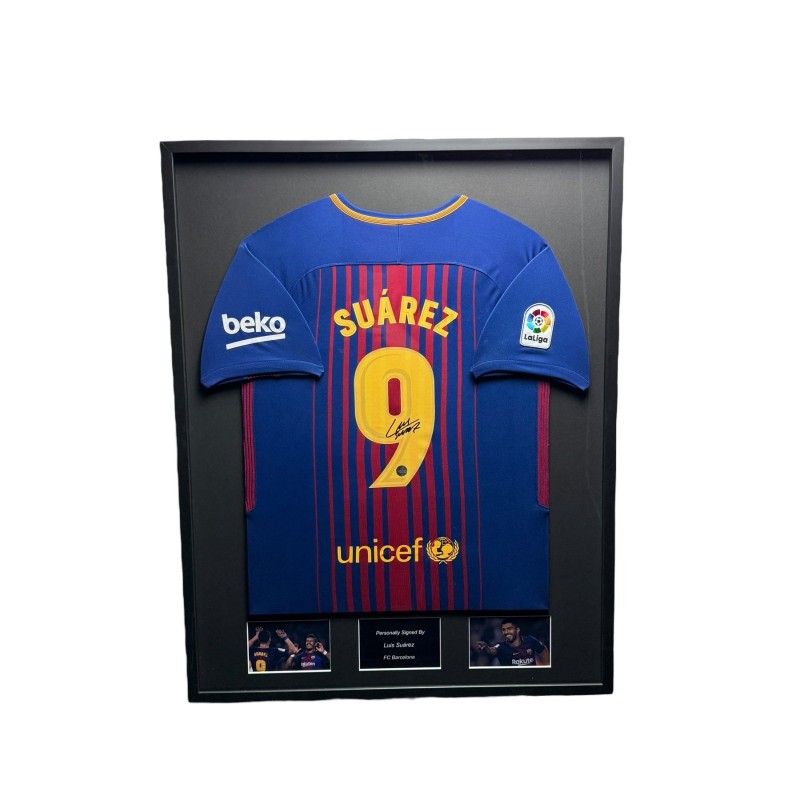 Luis Suarez's Barcelona 2017/18 Signed And Framed Shirt