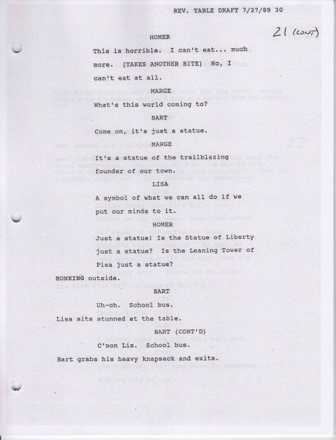Simpsons Original Script 