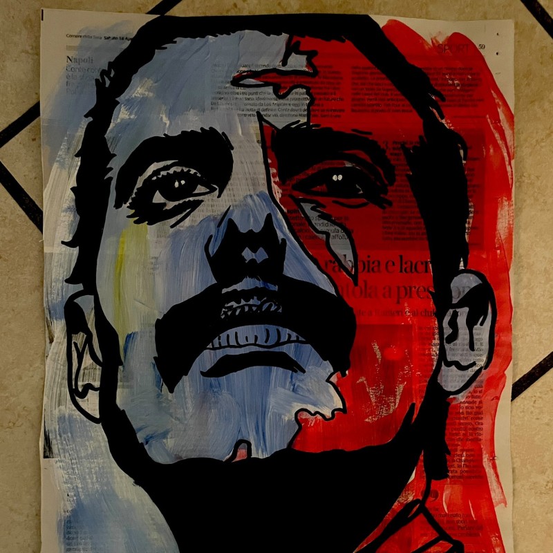 Freddie Mercury – Unique Artwork on Newspaper by RikPen