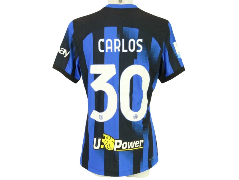 Carlos Augusto's Inter Milan Match-Issued Shirt, Italian Supercup 2024