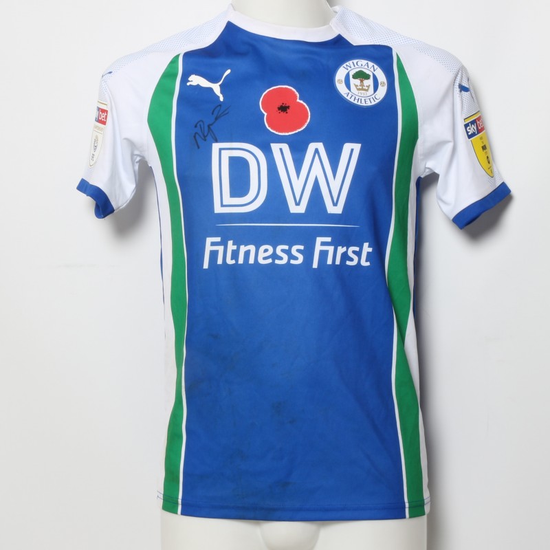 Nathan Byrne's Match-Worn Wigan Athletic Signed Poppy Home Shirt 