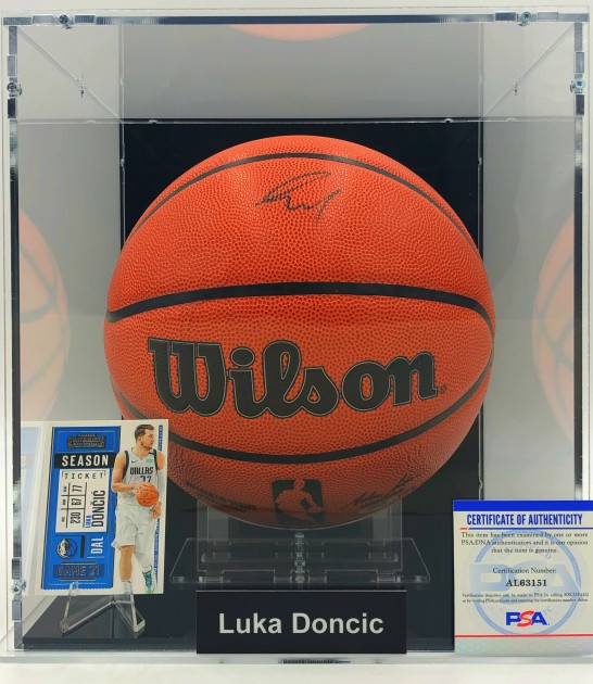 Luka Doncic Signed Basketball Display