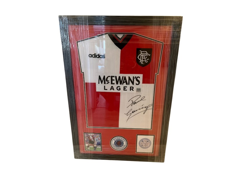 Paul Gascoigne's Rangers 1995/96 Debut Signed And Framed Shirt