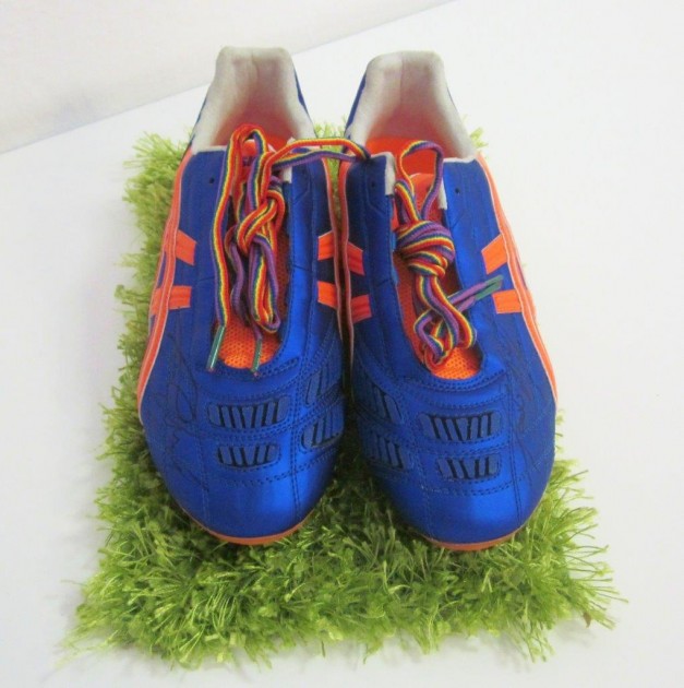 De Ceglie match issued boots, season 2014/2015, signed - "Kick the homophobia"