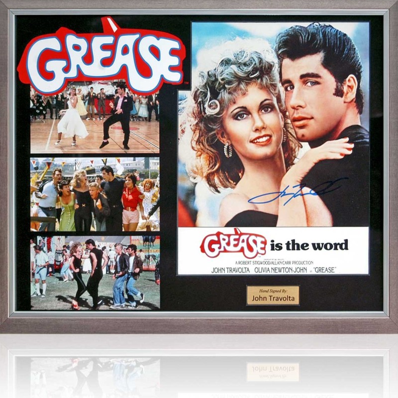 John Travolta Signed 'Grease' Movie Poster Presentation