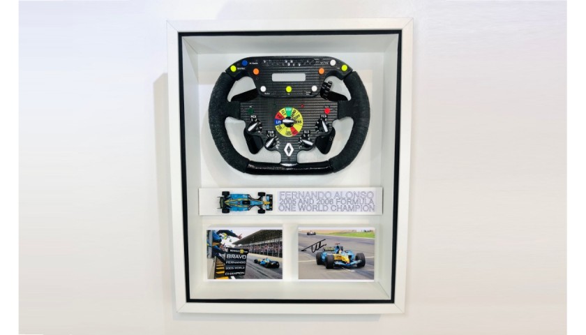 Fernando Alonso Signed Renault F1 Steering Wheel Display