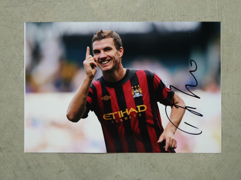 Edin Dzeko's Manchester City Signed Photograph