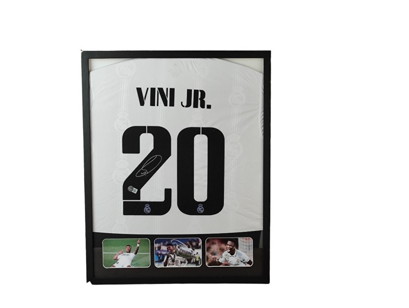 Maglia Real Madrid Vinicius Junior in cornice deluxe di alta qualità - Autografata