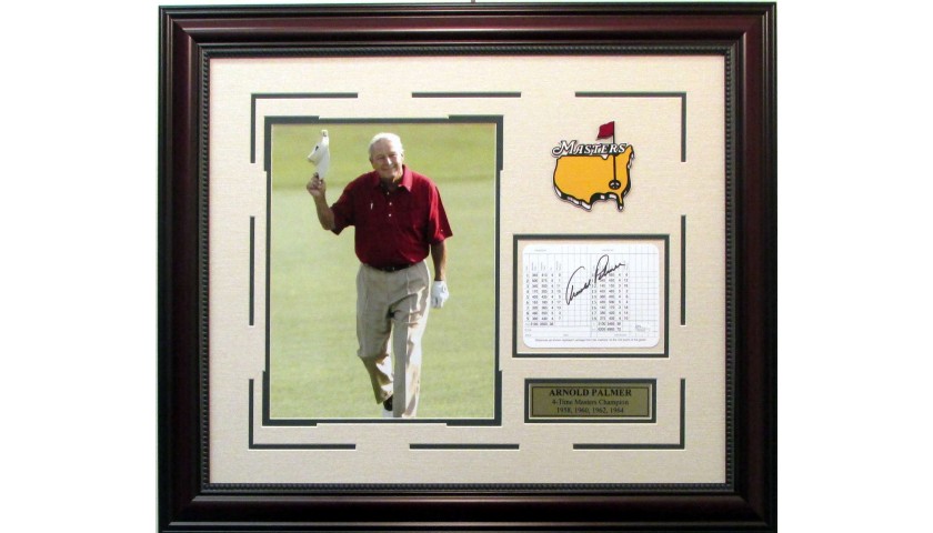 Arnold Palmer Hand Signed Masters Scorecard & Photograph