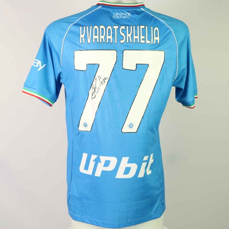 Official Kvaratskhelia Napoli Signed Shirt, 2023/24