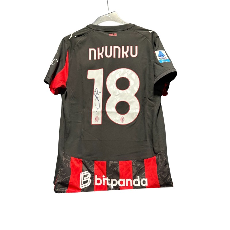AC Milan Home Shirt Kit, Serie A 2025/26 – Customized with Christopher Nkunku’s N.18