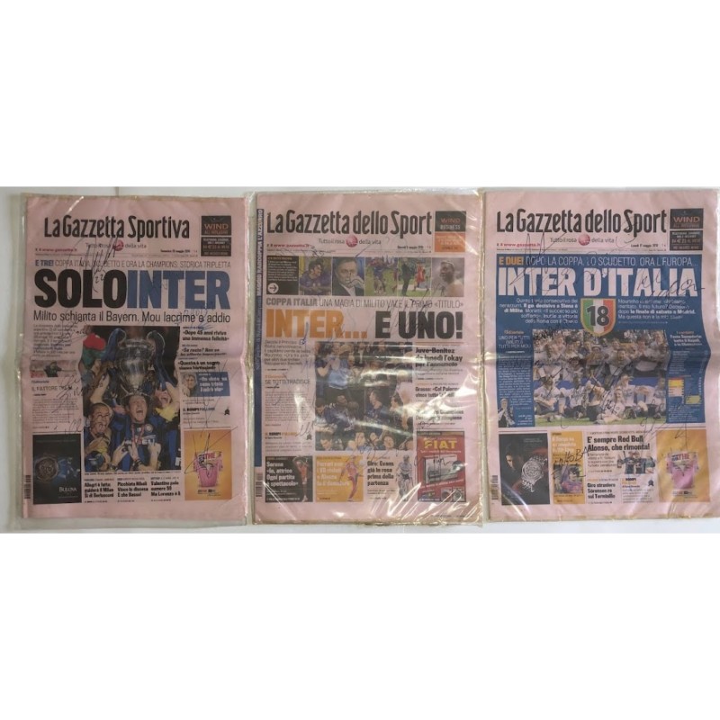 Three Triplete Inter Gazzette, 2009/10 - Signed by the team