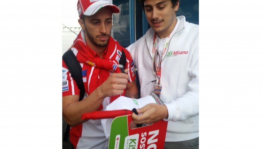KiSS Misano Banner and Cap Signed by Andrea Dovizioso
