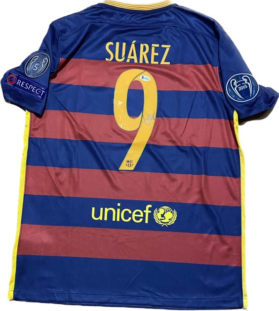 Maglia replica firmata di Luis Suarez per il Barcellona 2015/16