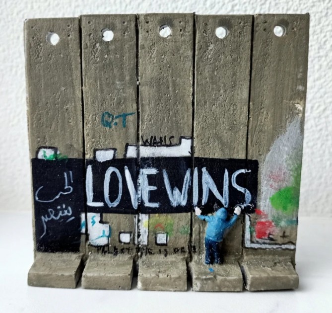 Banksy "Love Wins" Wall Section Sculpture