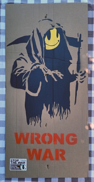 'Grim Greaper Wrong War' Anti Iraq War Cardboard
