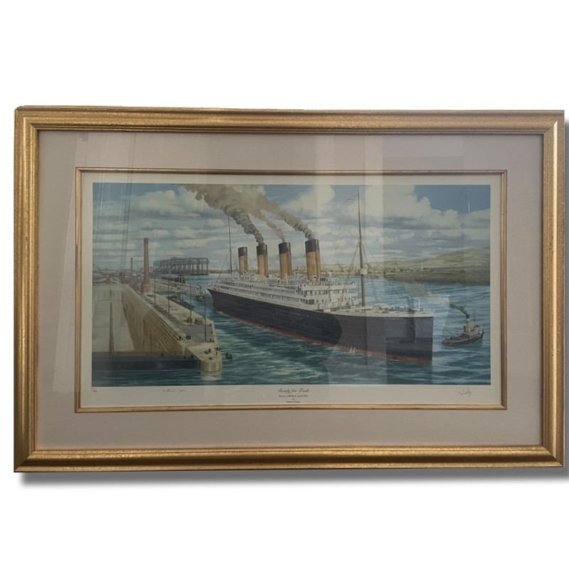 Quadro autografato da Millvina Dean (sopravvissuta al Titanic) e Simon Fisher (artista) 