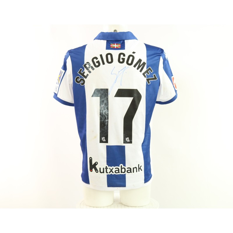 Maglia Sergio Gomez Real Sociedad vs Espanyol Unwashed, 2025 - Autografata