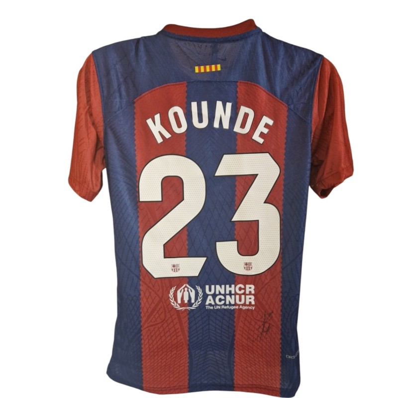 Jules Kounde's FC Barcelona 2023/24 Signed Replica Player Version Shirt