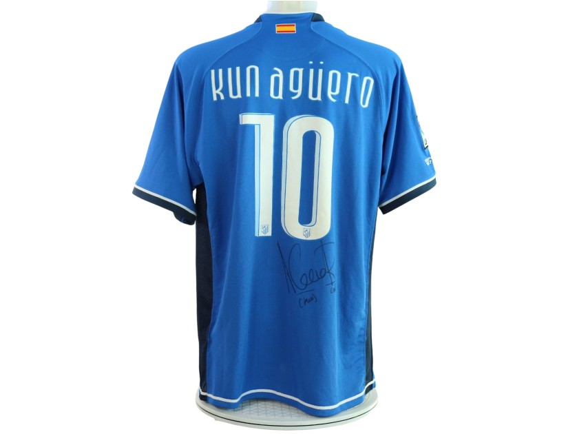 R - Aguero's Atletico Madrid Signed Match-Worn Shirt, 2007/08