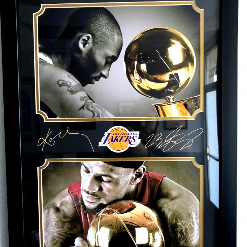Kobe Bryant & Lebron James Framed Photo with Laser-Engraved Signatures
