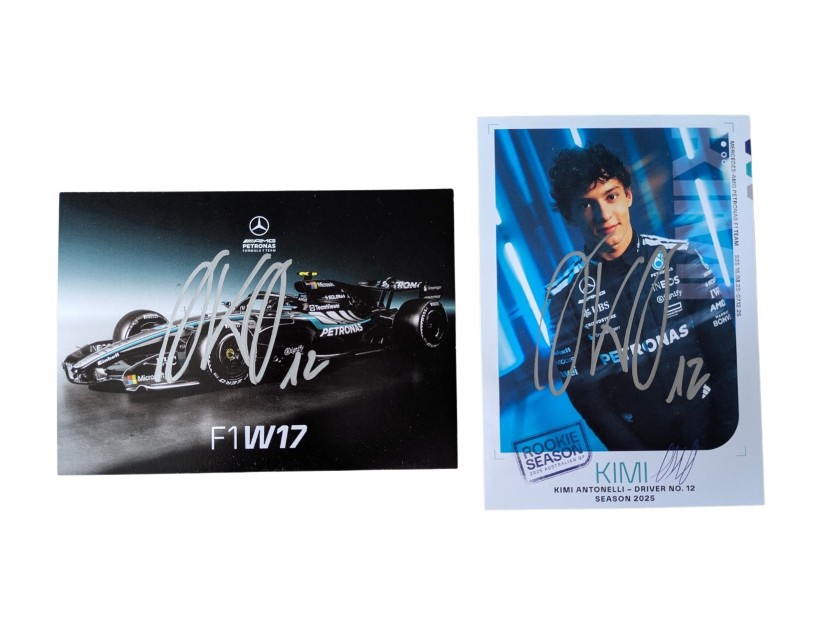 Collection of Two Kimi Antonelli's Signed Driver Cards