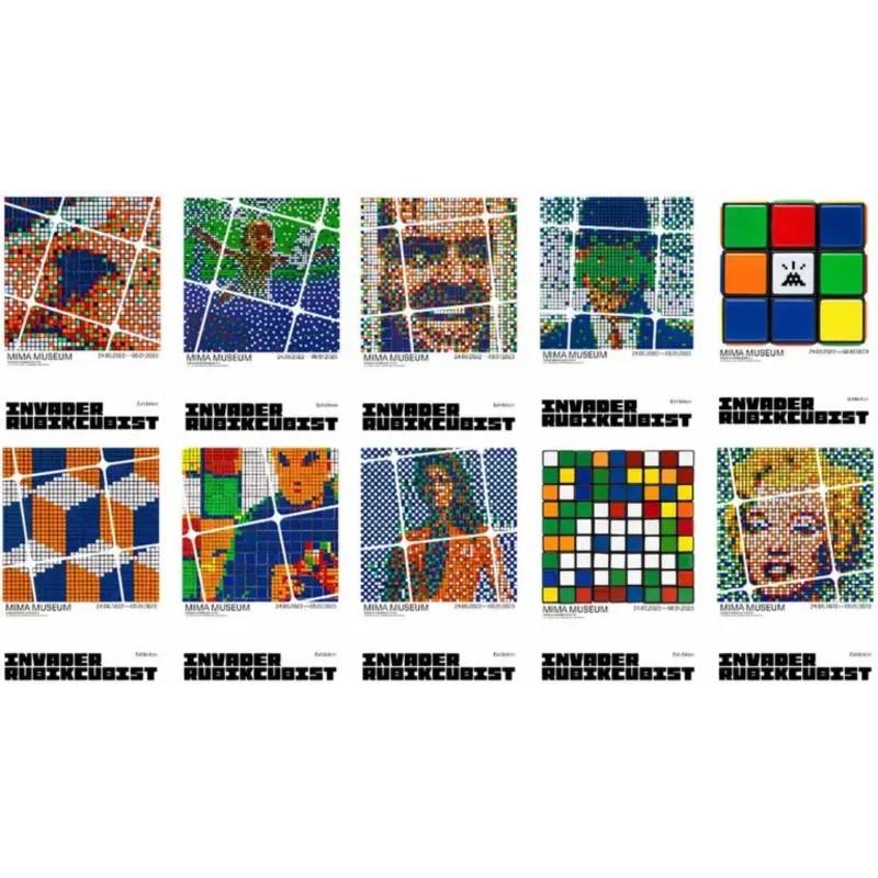 "Rubikcubist Posters (Set di 10)" opera di Invader