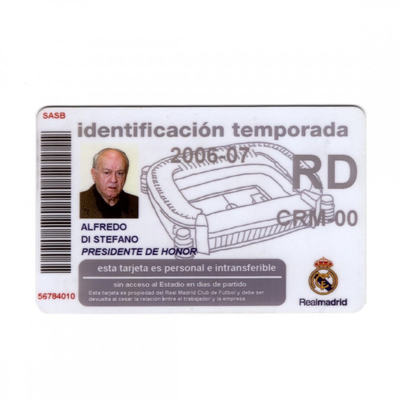 Real Madrid Identification Card Belonging to Alfredo Di Stéfano