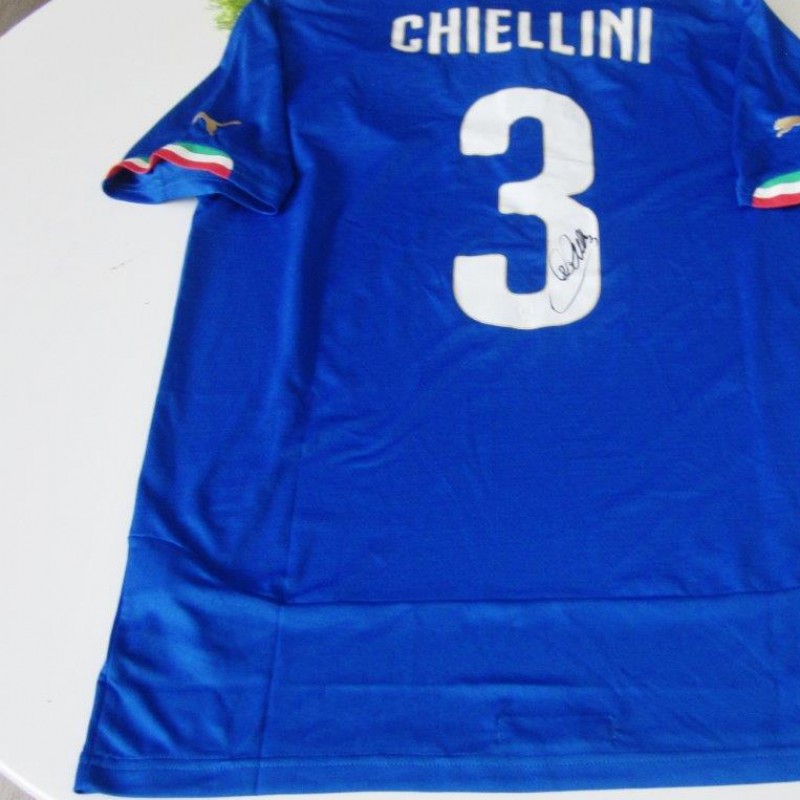 Maglia Chiellini Italia, versione WC 2014 autografata