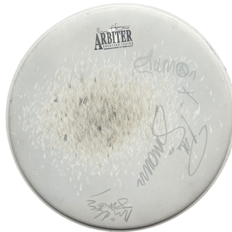 Damon Albarn, Paul Simonon and Mick Jones Signed Drumskin