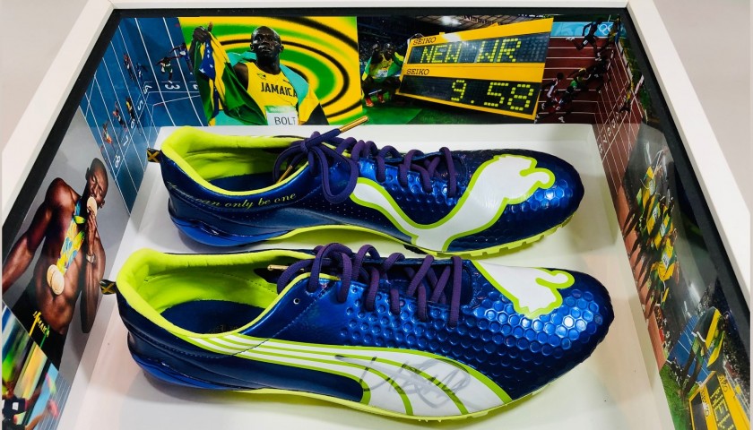 Usain Bolt Worn and Signed Running Spikes