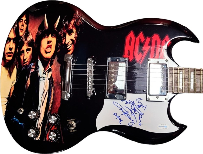 Angus Young of AC/DC Signed Custom Graphics Guitar 
