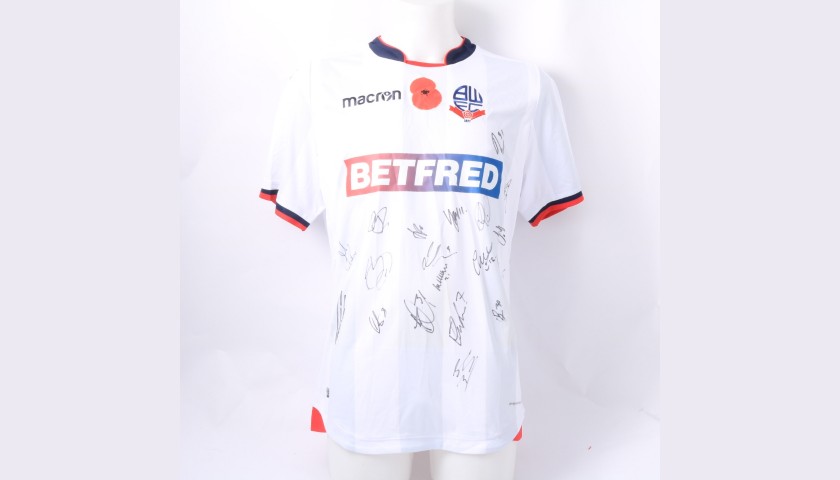Bolton Wanderers Official Poppy Shirt Signed by the Team