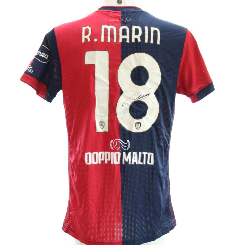 Marin's Signed Unwashed Shirt, Cagliari vs Carrarese Coppa Italia 2024