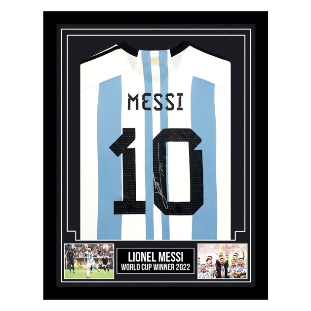 Messi's Argentina 2022 World Cup Signed and Framed Shirt