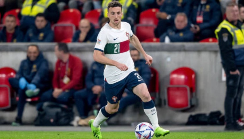 Diogo Jota's Worn and Unwashed Shirt, Czech Republic-Portugal 2022 