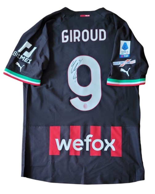 Giroud's Match Signed Shirt, Udinese vs AC Milan 2023 "Keep Racism Out"