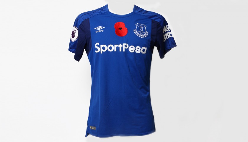 Worn Poppy Home Game Shirt Signed by Everton FC's Wayne Rooney
