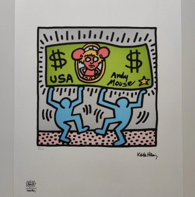 "Dollar" Lithograph Signed by Keith Haring