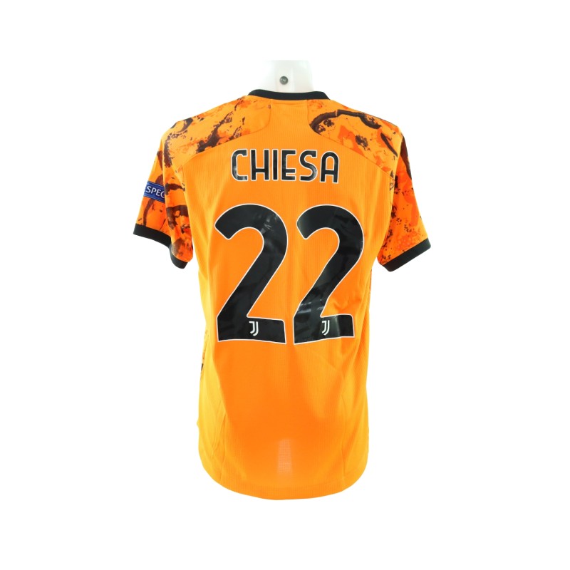 Chiesa's Juventus Match-Issued Shirt, UCL 2020/21