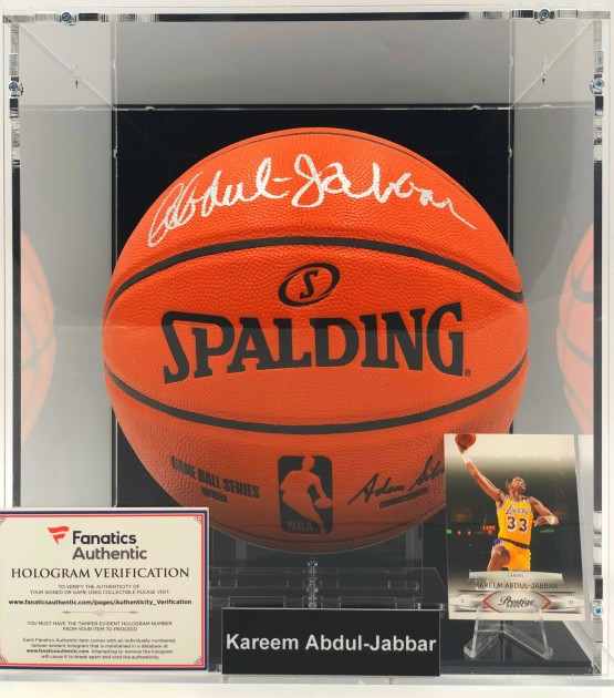 Kareem Abdul-Jabbar Lakers Signed Basketball Display