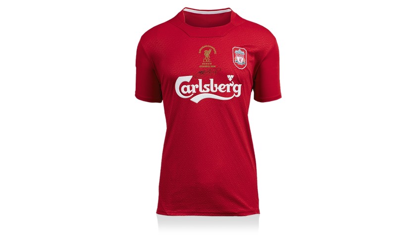 Steven Gerrard Front Signed Liverpool 2005 Home Shirt: UEFA Champions League Final Edition