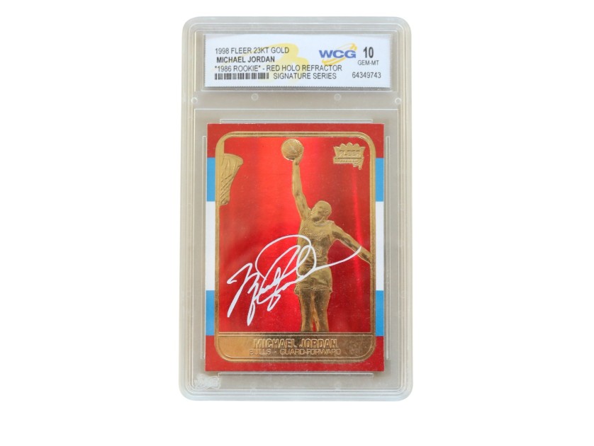 Michael Jordan's Fleer Red Holo Refractor Rookie Signature Card, 1998