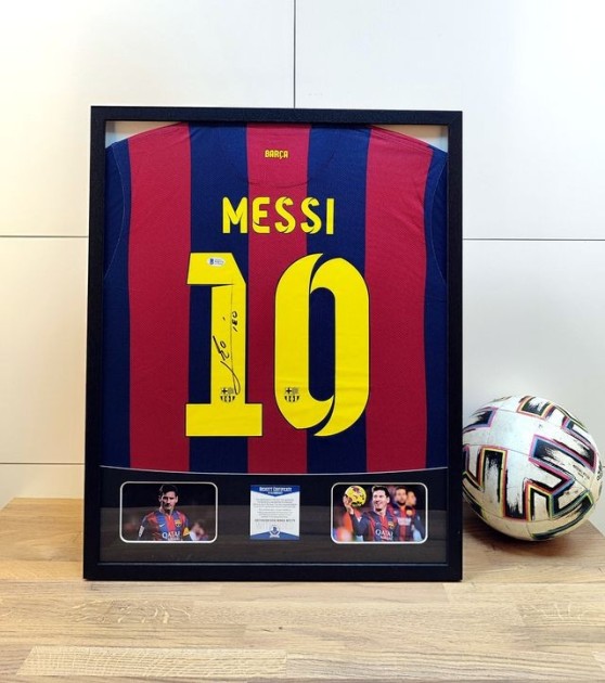 Messi's FC Barcelona 2014/15 Signed and Framed Shirt
