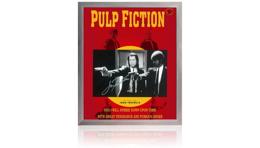 John Travolta Hand Signed 'Pulp Fiction' Movie Poster Presentation