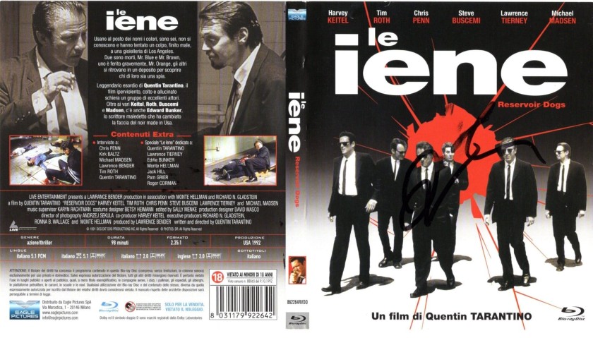 'Le Iene' Blu-Ray cover signed by Quentin Tarantino